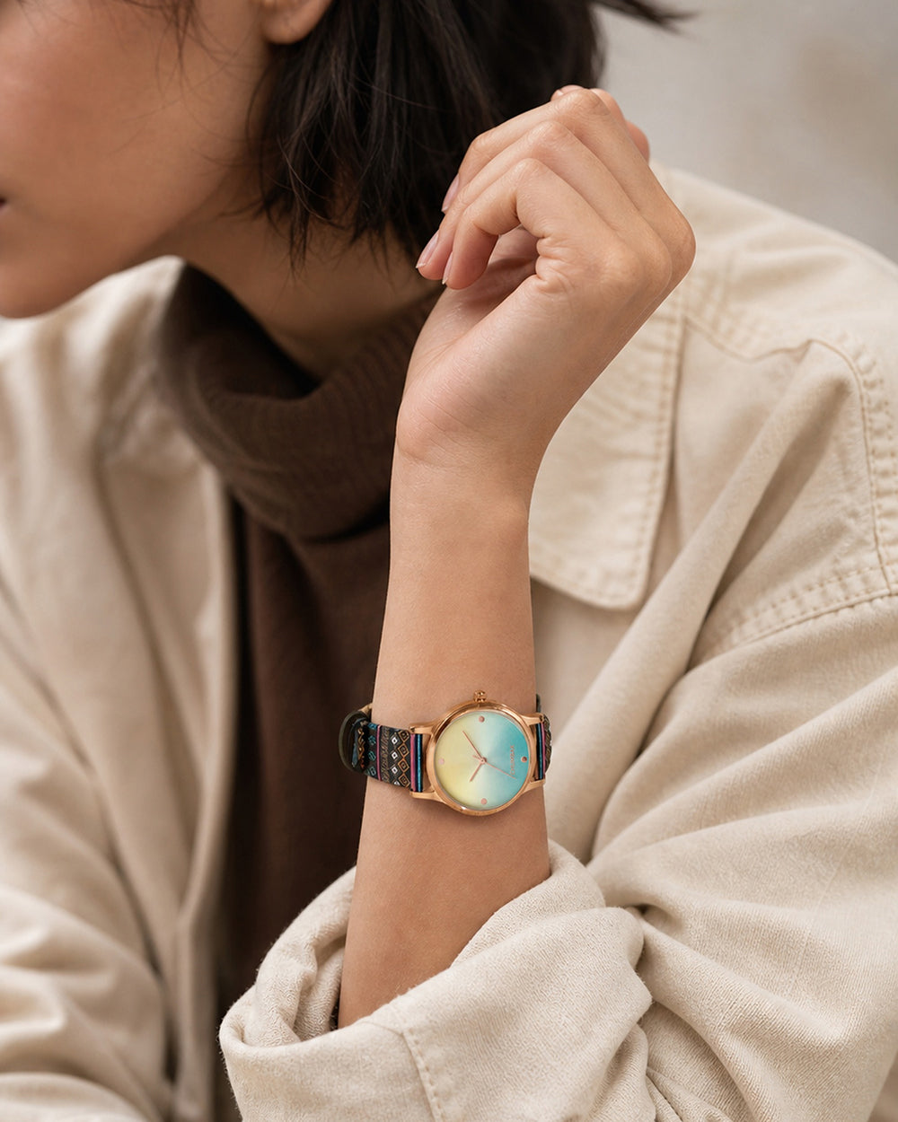 TEAL by Chumbak Ombre Aztec Watch-Black