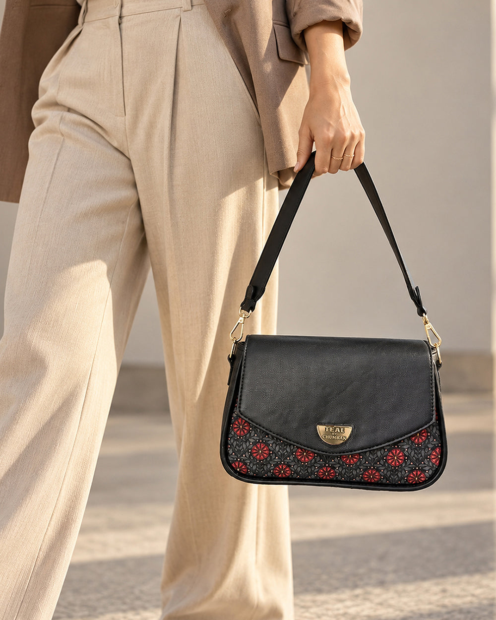 Teal by Chumbak Crimson Phool Shoulder Bag