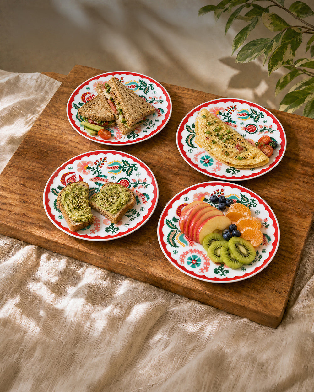Suzani Blossom Snack Plates Gift Set of 4
