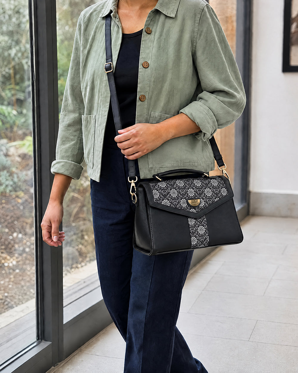 Teal by Chumbak Midnight Phool Jaal Flap Handbag