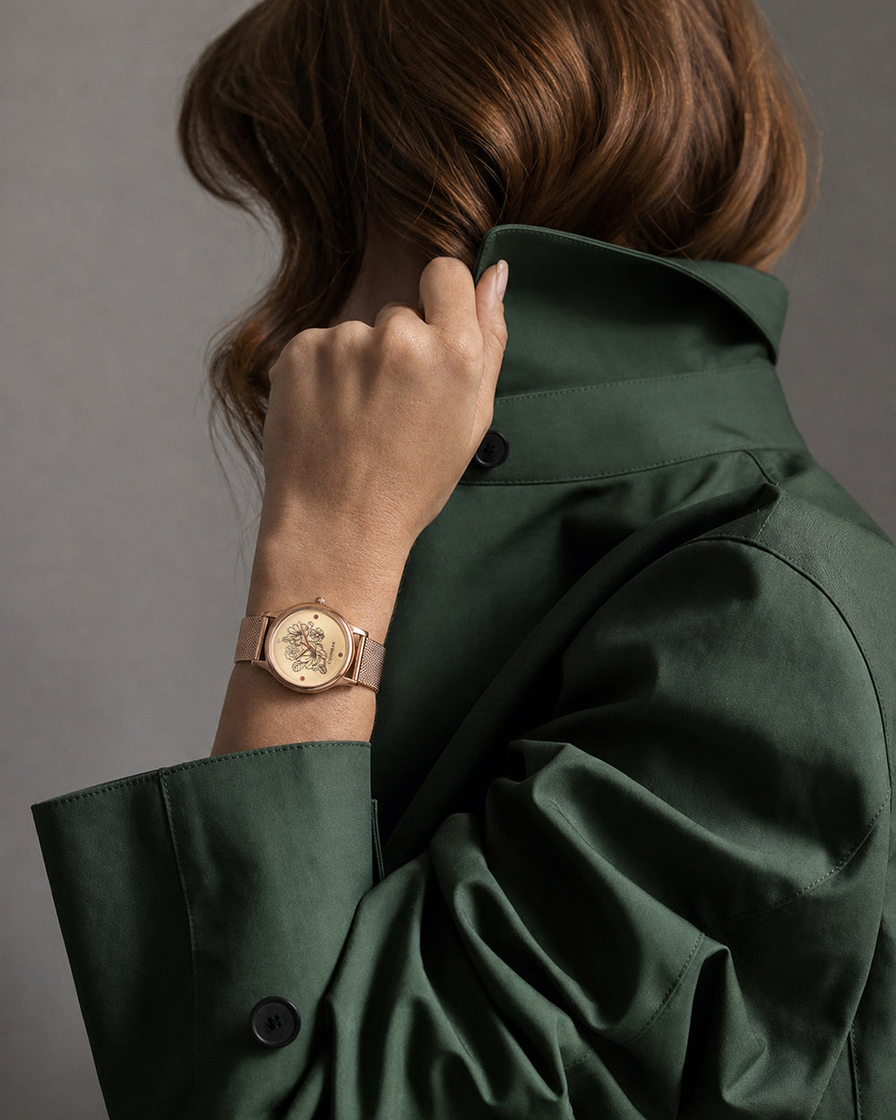 TEAL by Chumbak abstract Peacock Watch, Metal Mesh Strap