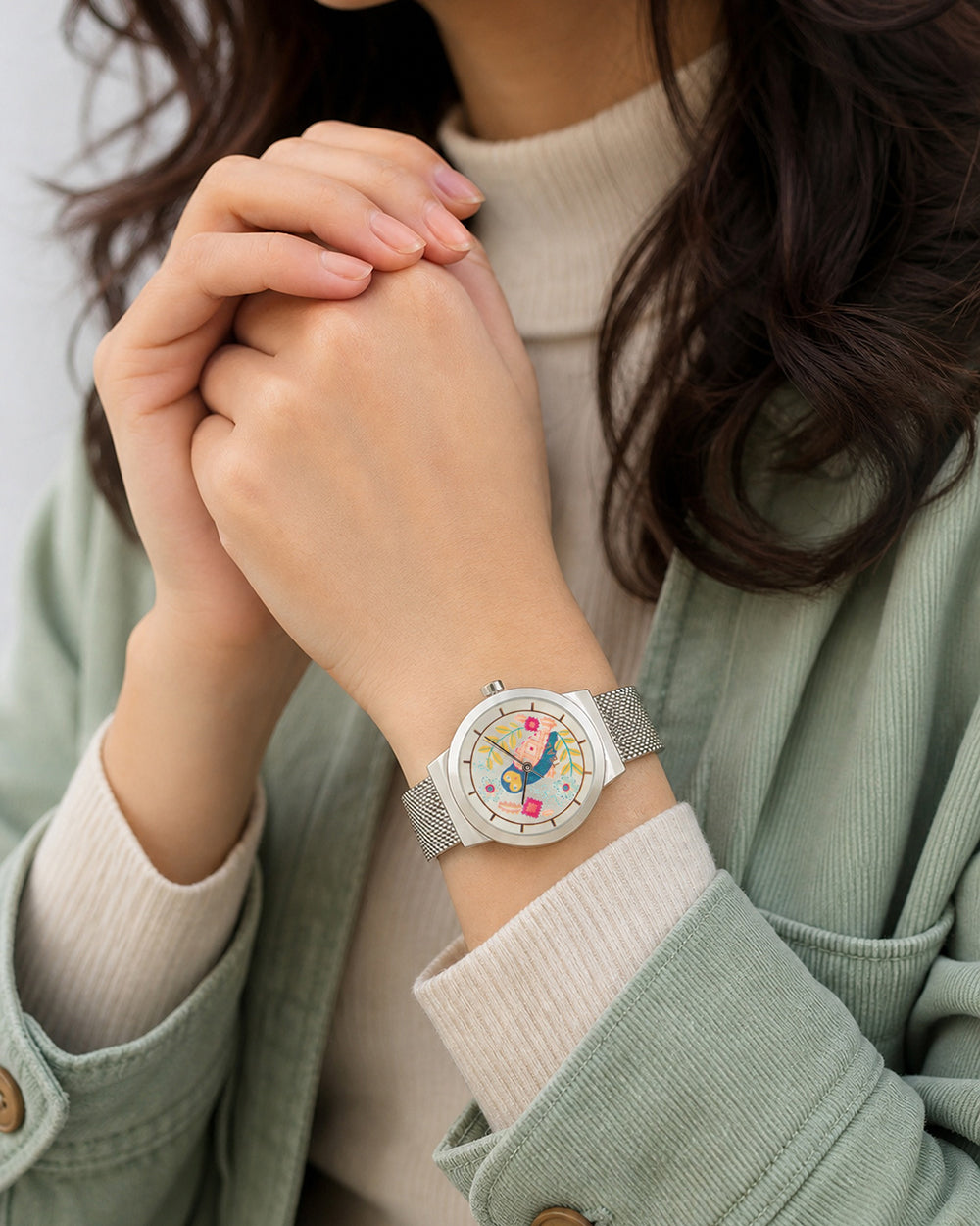 Teal by Chumbak Owlsome Watch | Metal Mesh Strap - Silver