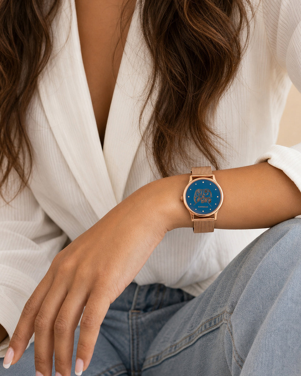 TEAL by Chumbak Carnival Elephant Watch,Metal Mesh Strap