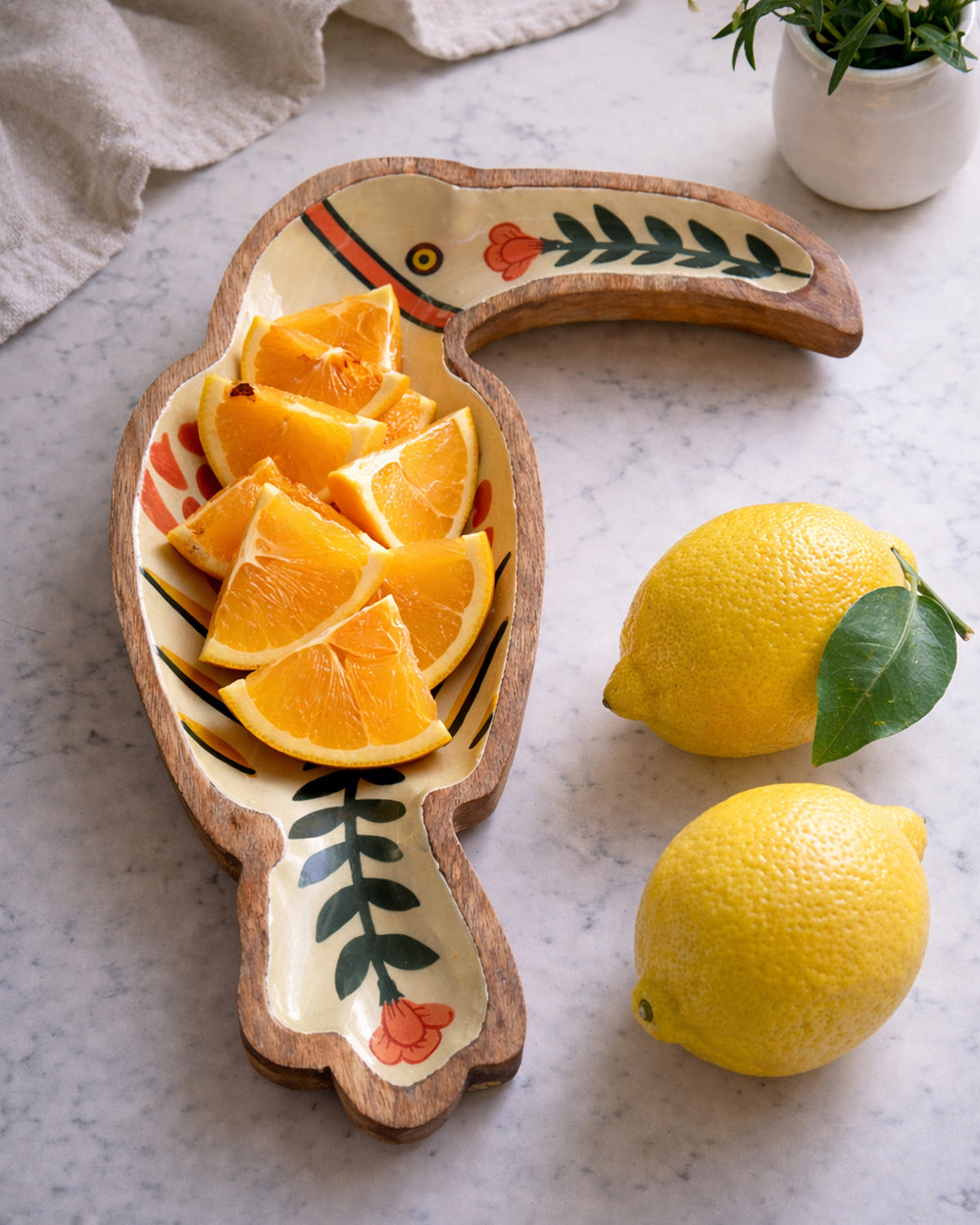 Birdie Wooden Platter-cum-Wall Décor ( Large) | Citrus Zest