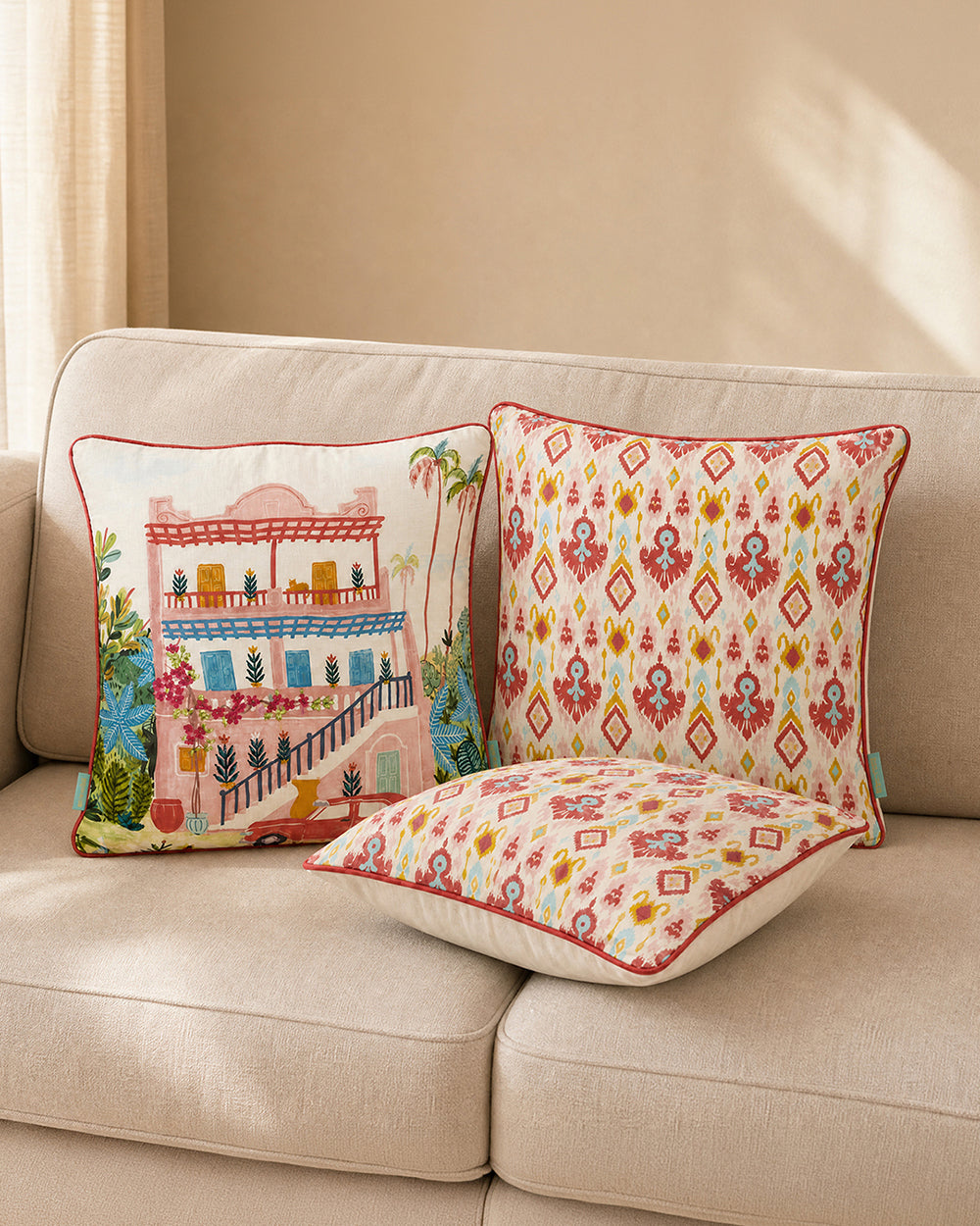 Countryside Ikkat Cushion Cover Set of 3 -16”
