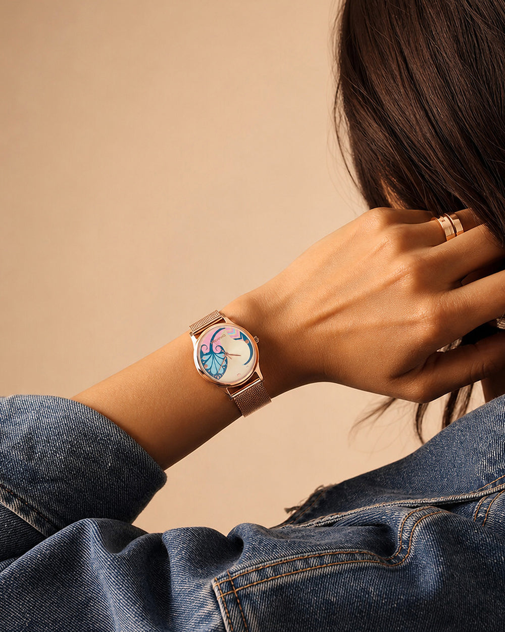 Teal By Chumbak |  Urban feathers Watch - Metal Mesh Strap
