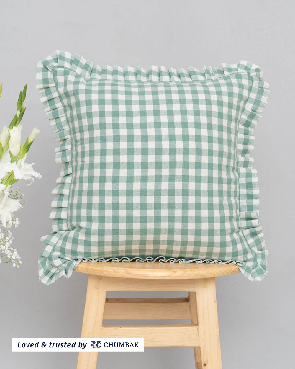 Gingham Cushion Cover, 16"
