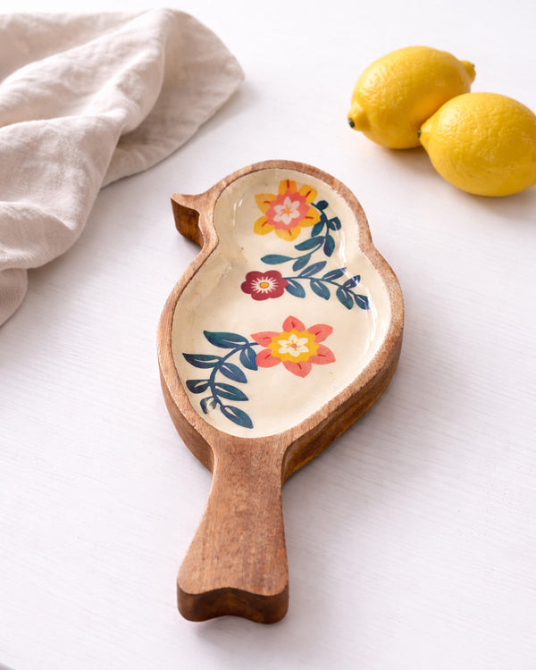 Birdie Wooden Platter-cum-Wall Décor ( Small) | Citrus Zest