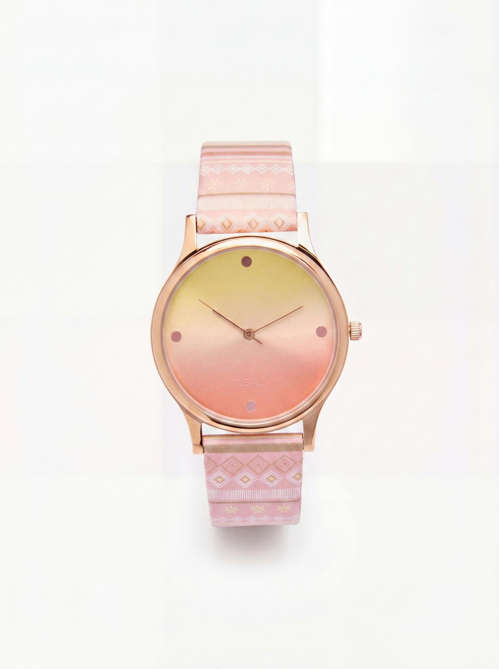TEAL by Chumbak Ombre Aztec Watch-Peach