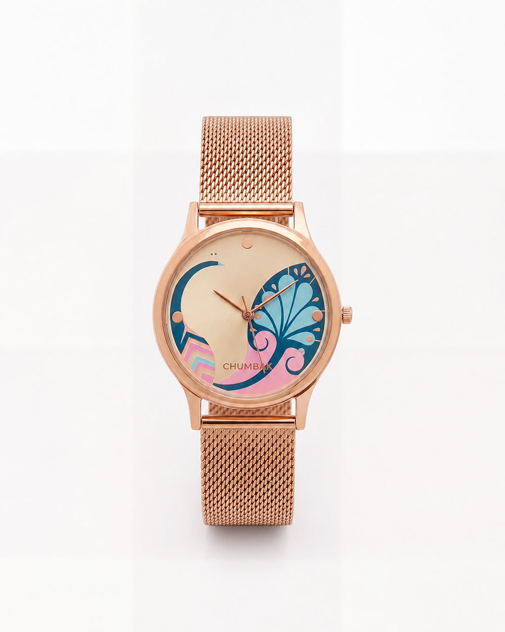 Teal By Chumbak |  Urban feathers Watch - Metal Mesh Strap