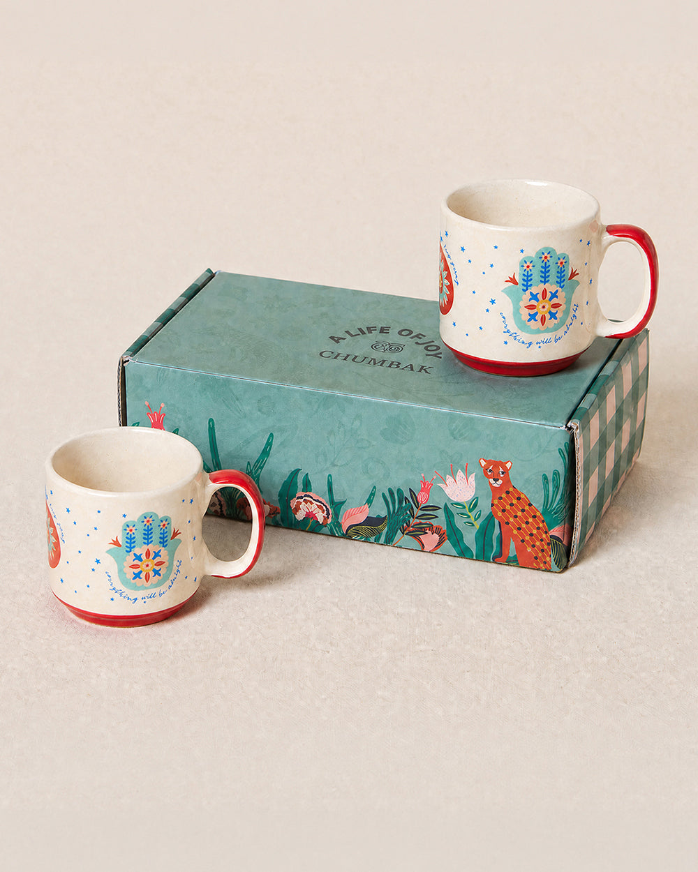 Hamsa Mugs Duo , Gift Set of 2 | Comes in a Gift Box