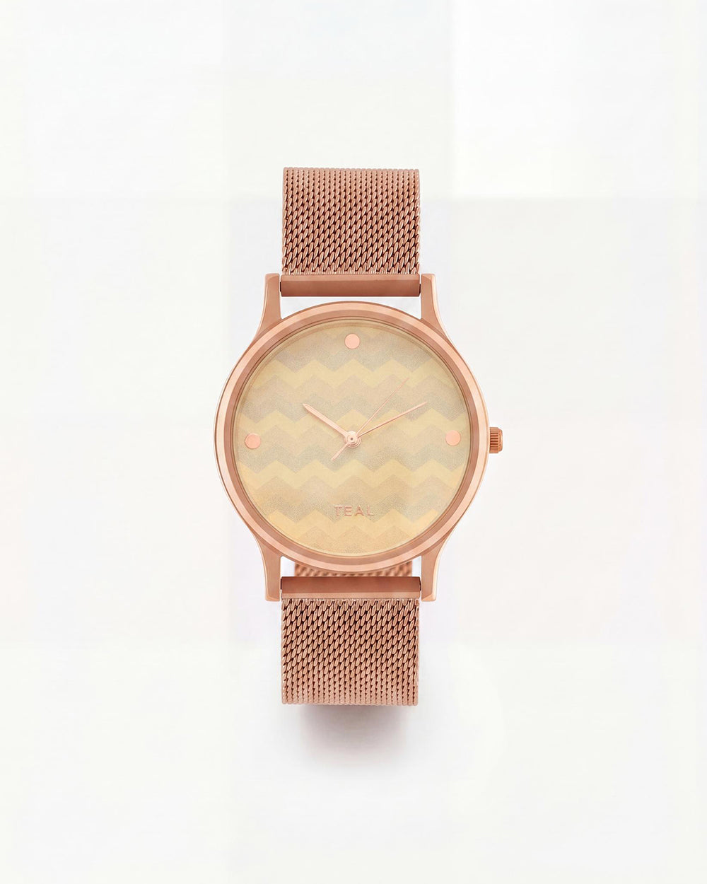 Teal by Chumbak Chevron Watch,Stainless Steel Mesh Strap