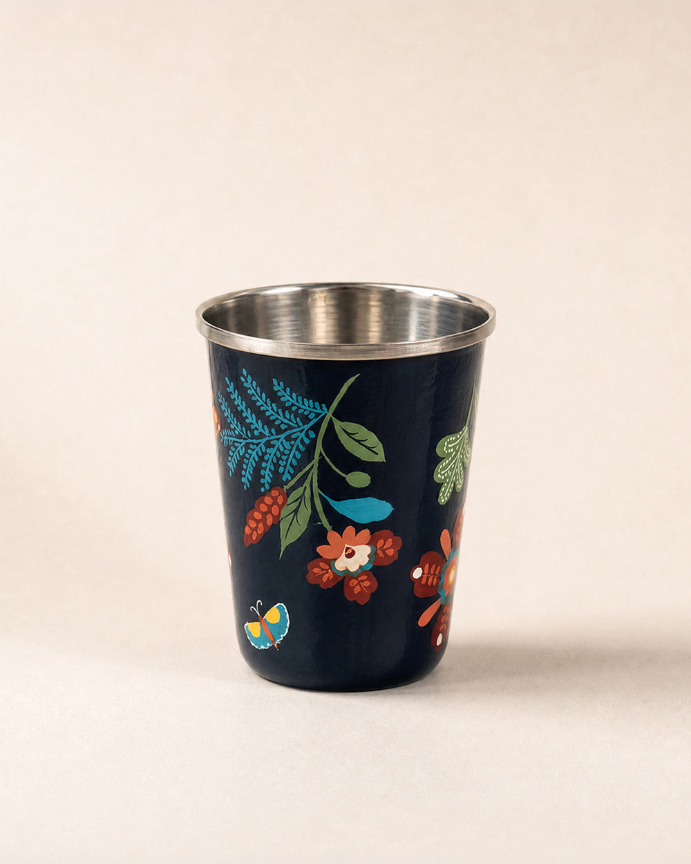 Bloom Steel Tumbler - 250 ml, Handpainted| Forest Folklore