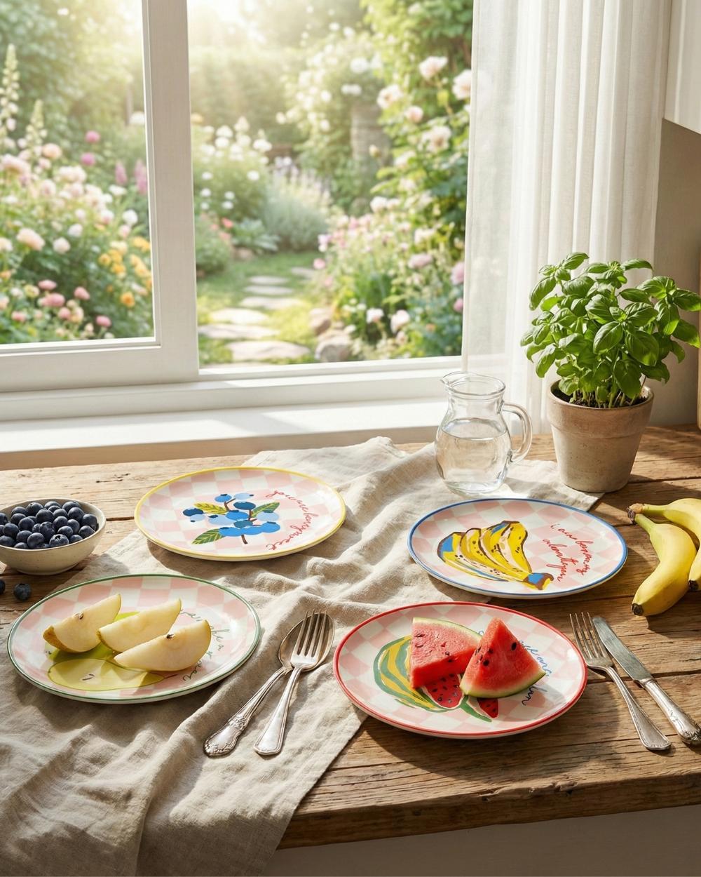 Chumbak Farmlife Snack Plates Gift Set of 4 | Comes in a Gift Box