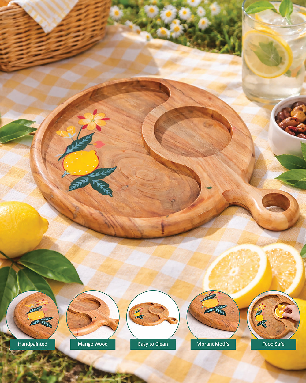 Florentine Charcuterie Wooden Board,11"| Citrus Zest