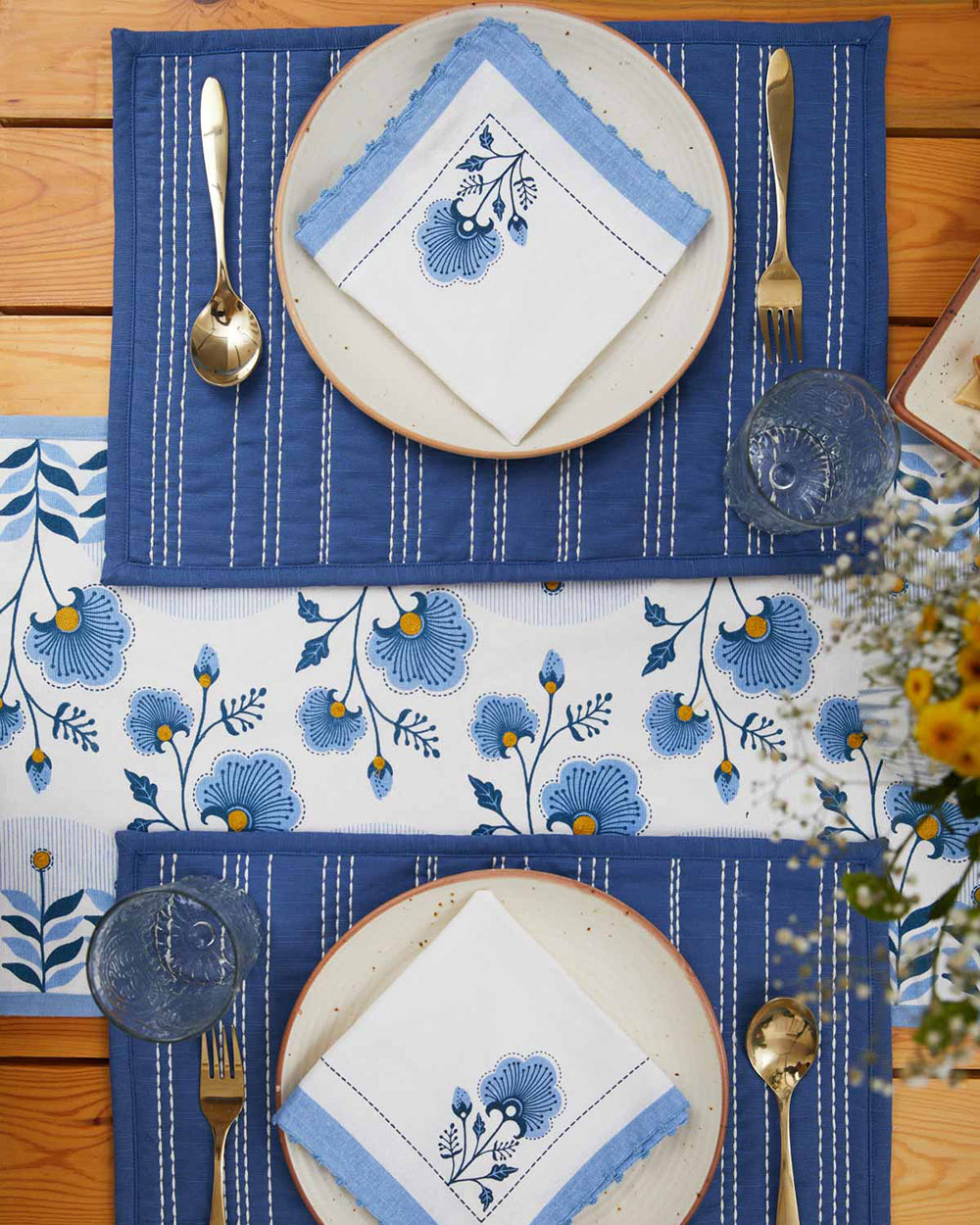 Indigo Garden Table Runner, 78″ x 13″