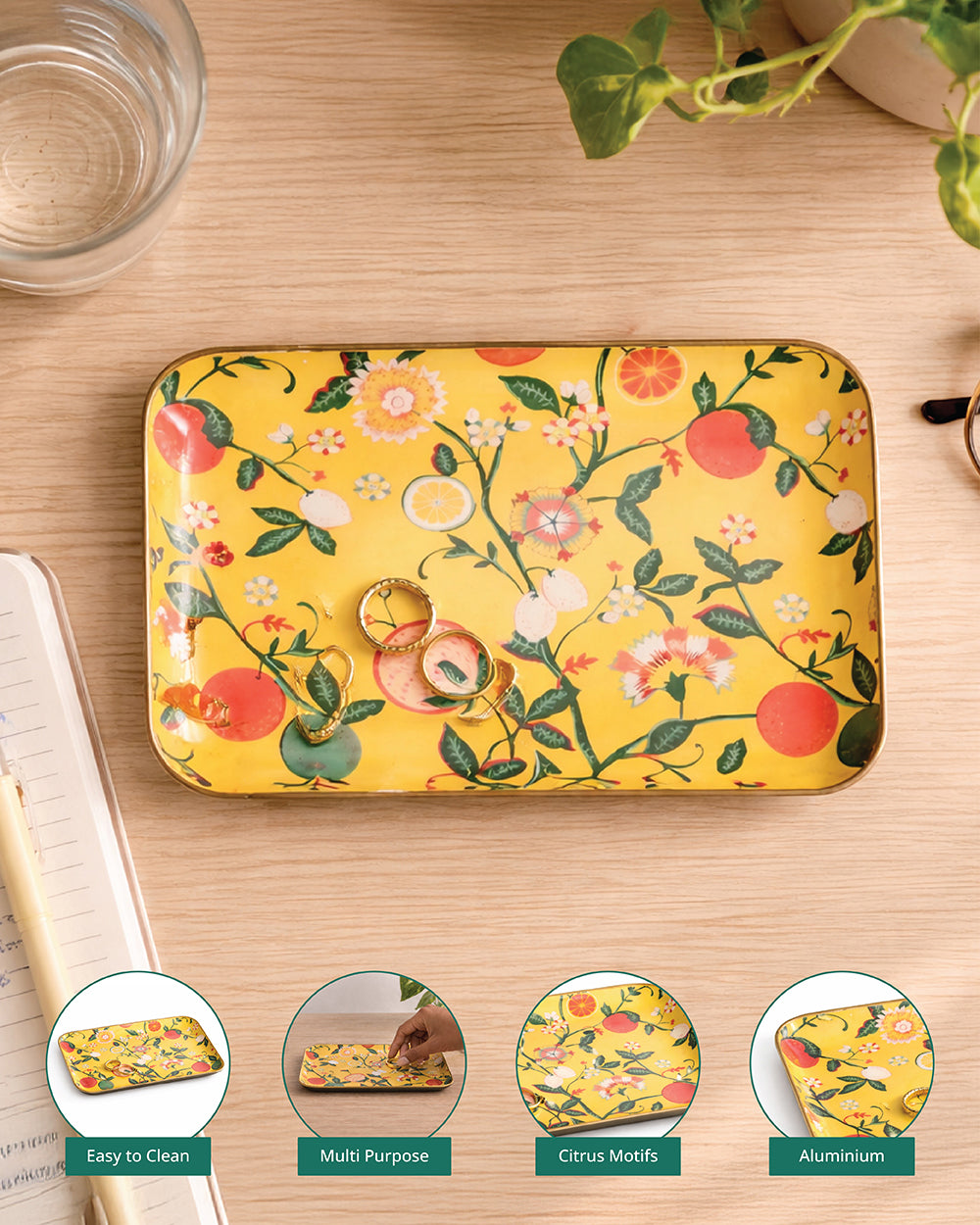 Bloom Trinket Tray (Large), 8 x 10cm  | Citrus Zest