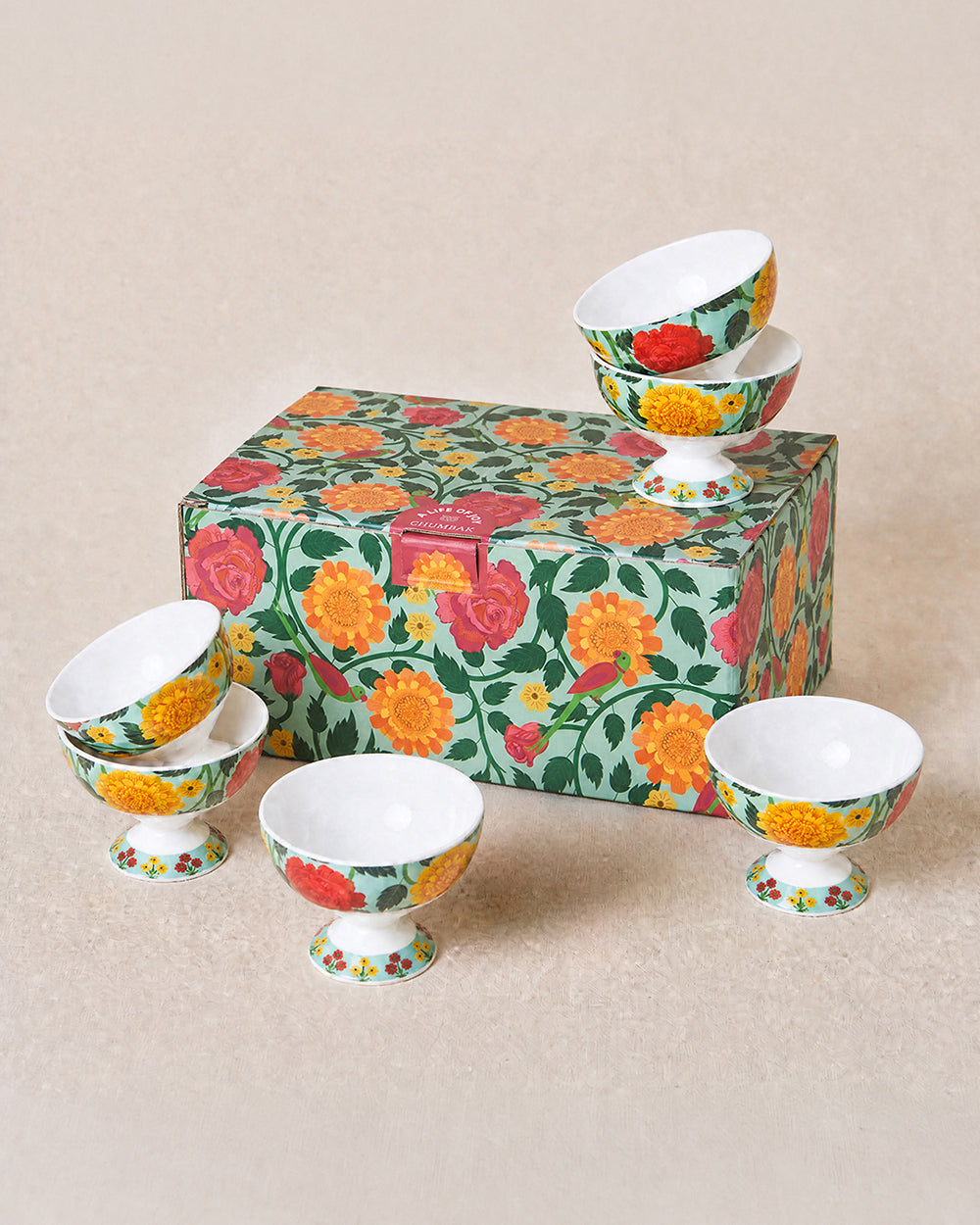 Rani Bagh Dessert Bowls Gift Set - Set of 6, 160 ml | Palace Memoirs