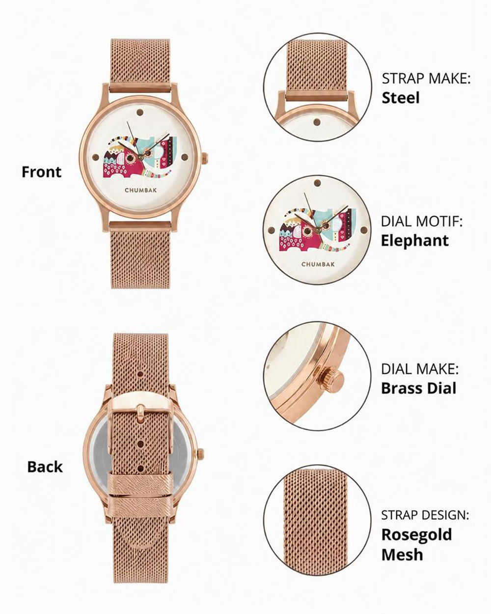 Teal by Chumbak Yin Yang Ele Watch ,Stainless Steel Mesh Strap
