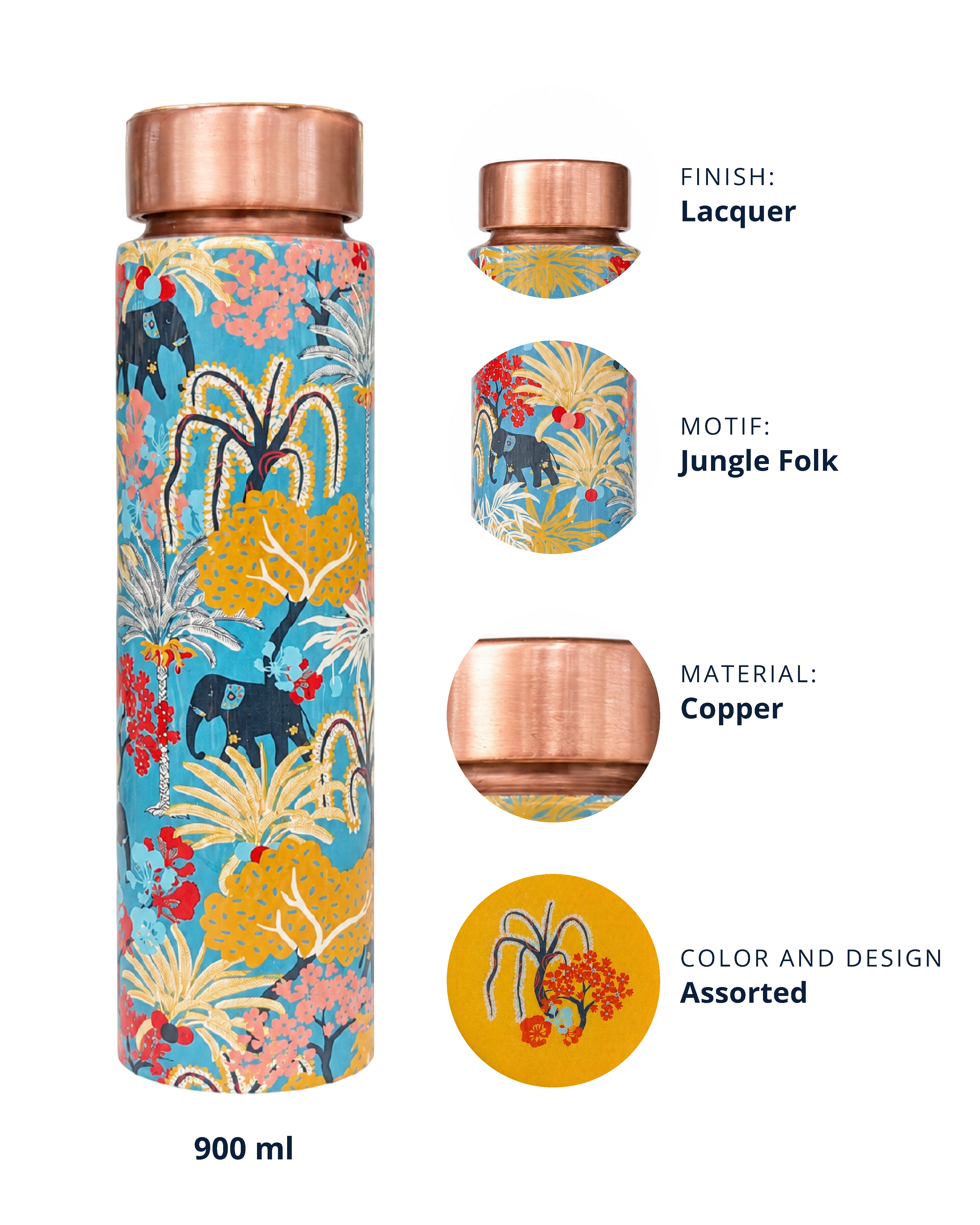 Jungle Folk Copper Bottle | 900 ml