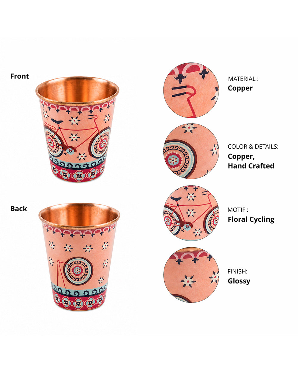 Boho Cycle Copper Tumbler - Small