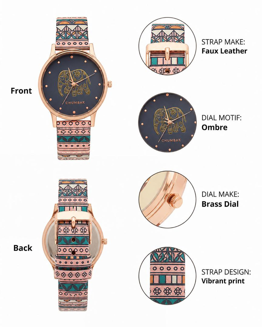 TEAL by Chumbak Carnival Elephant Watch-Black