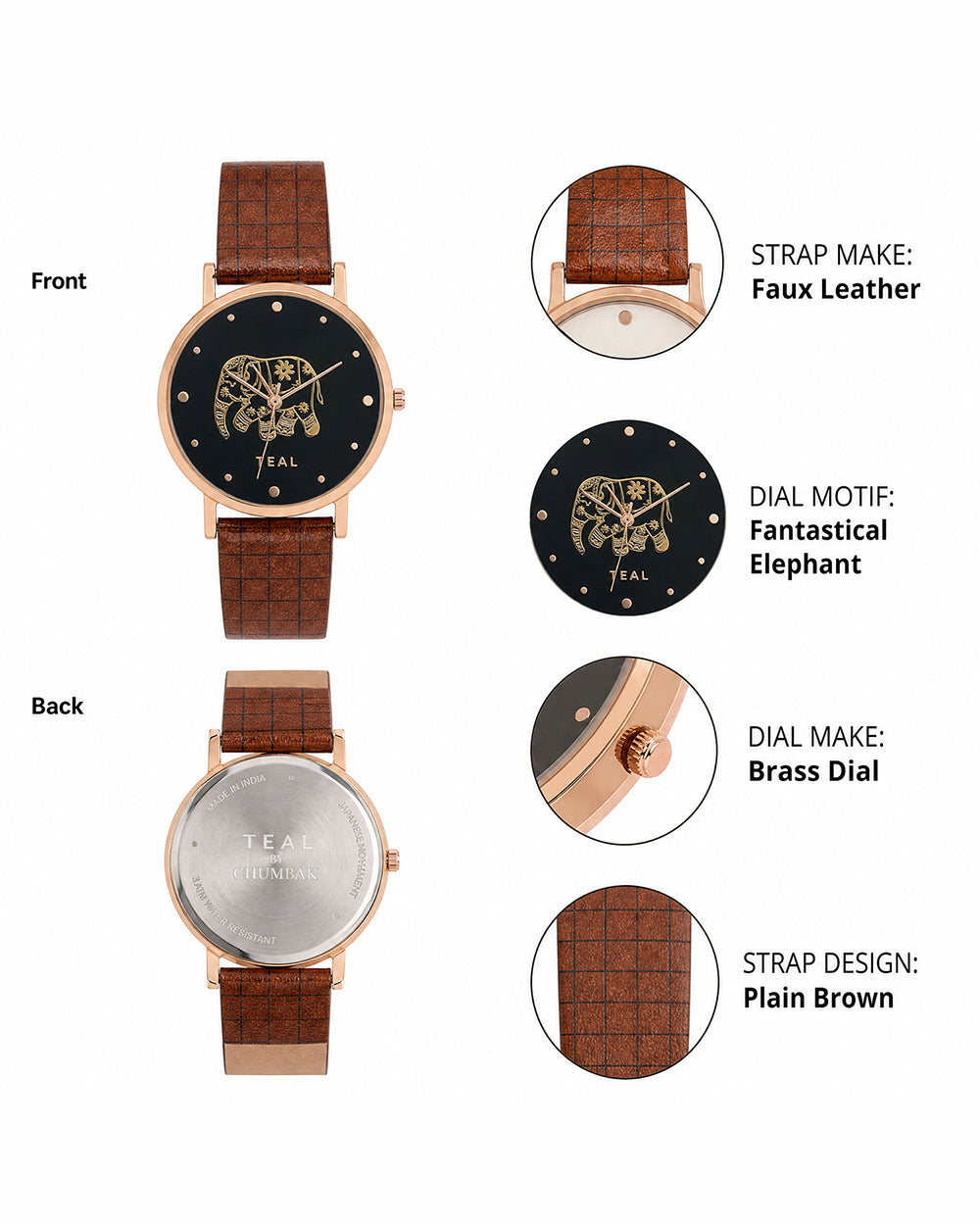 Fantastical Elephant Printed Wrist Watch With Bracelet Set