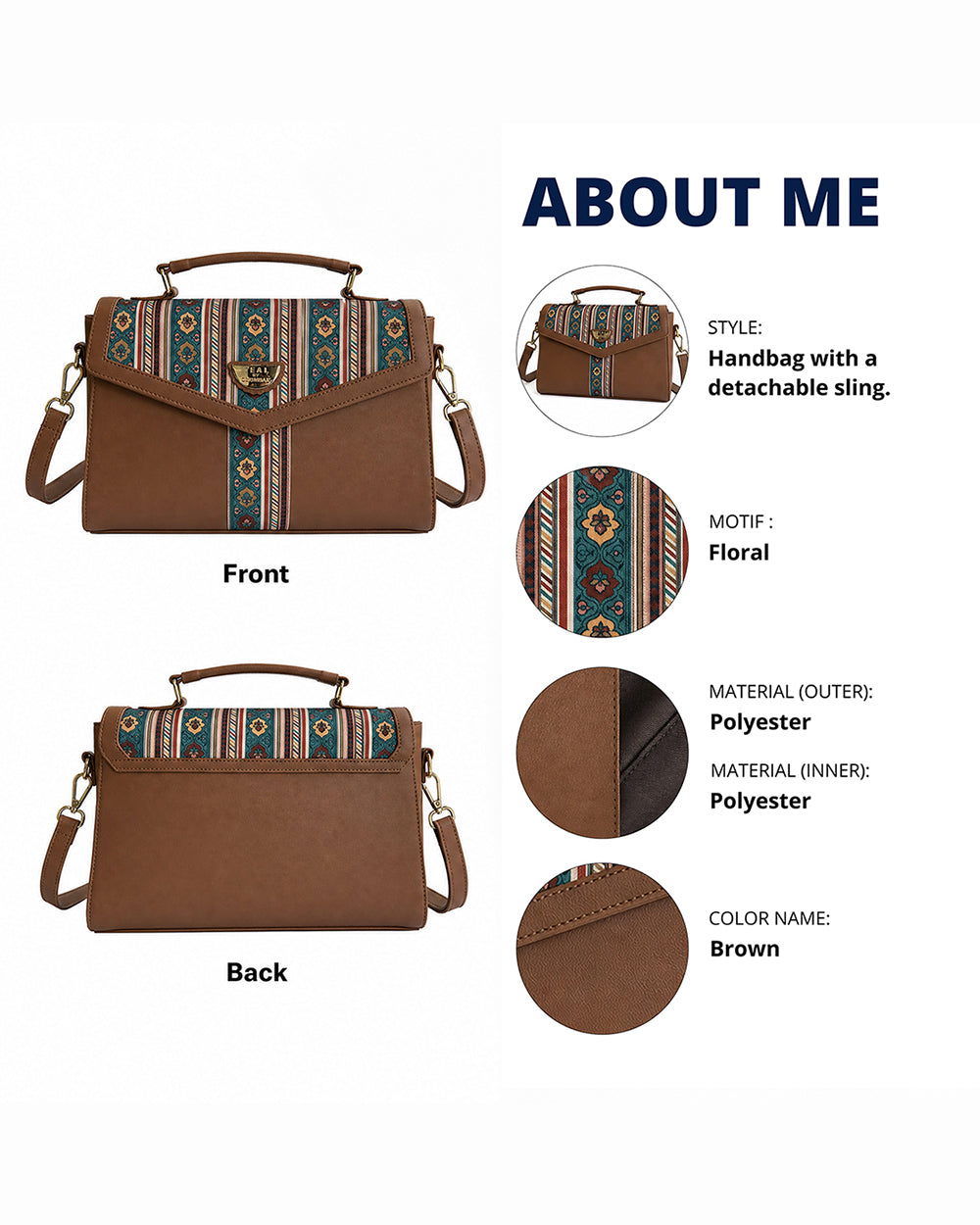 Teal by Chumbak Botanical Bail Flap Handbag