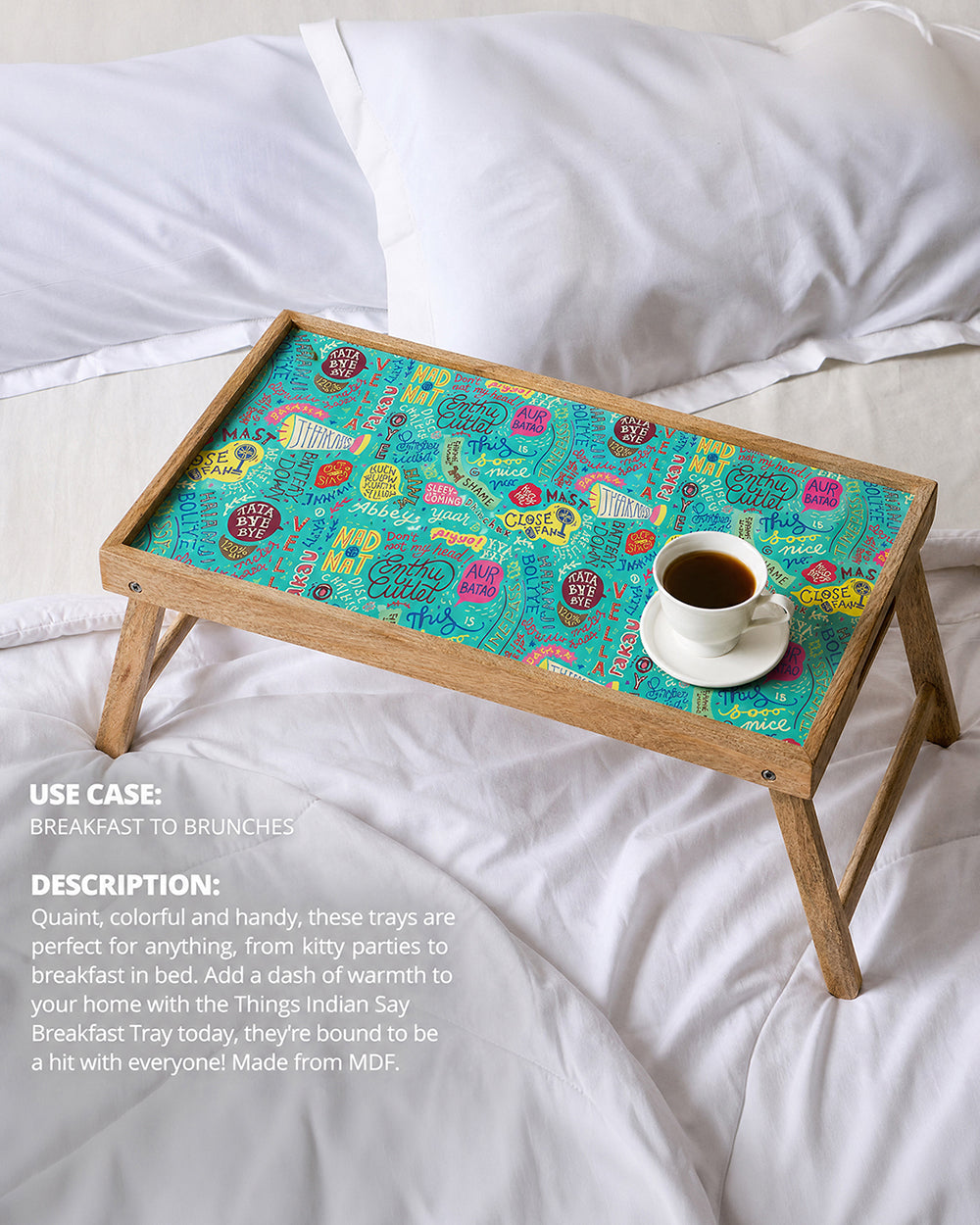 Things Indian Say Foldable Breakfast Tray- Teal