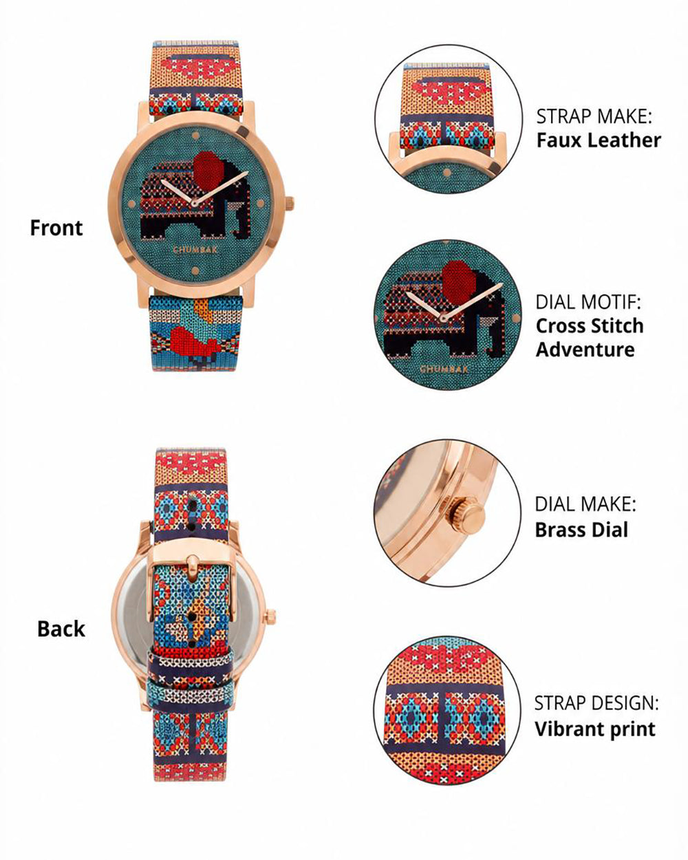TEAL by Chumbak Tribal Elephant Aztec Watch