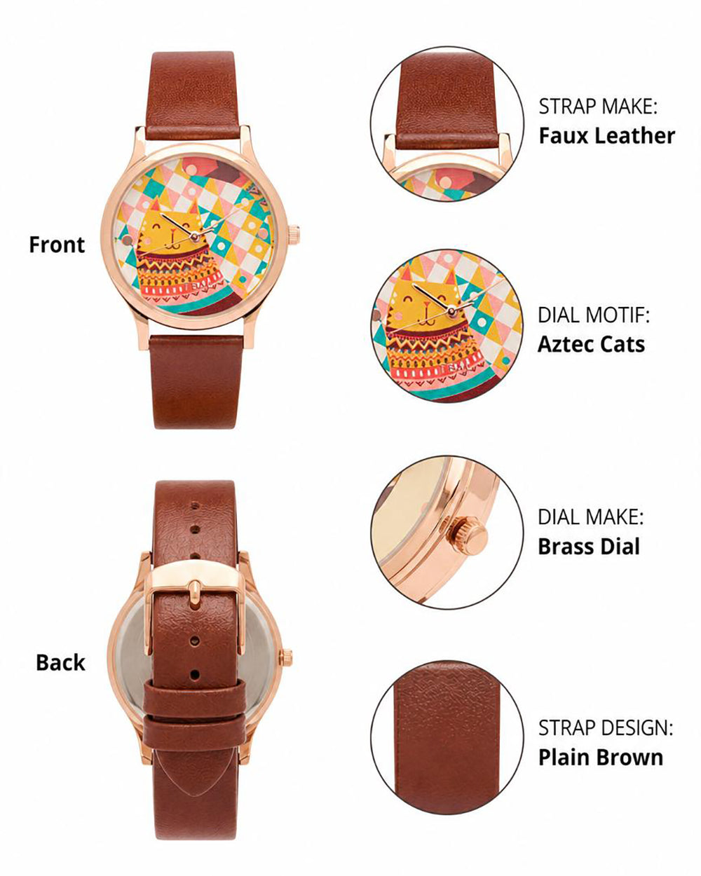 TEAL by Chumbak Aztec Cats Wrist Watch