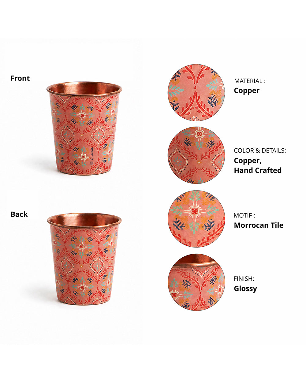 Moroccan Tile Copper Tumbler- Small