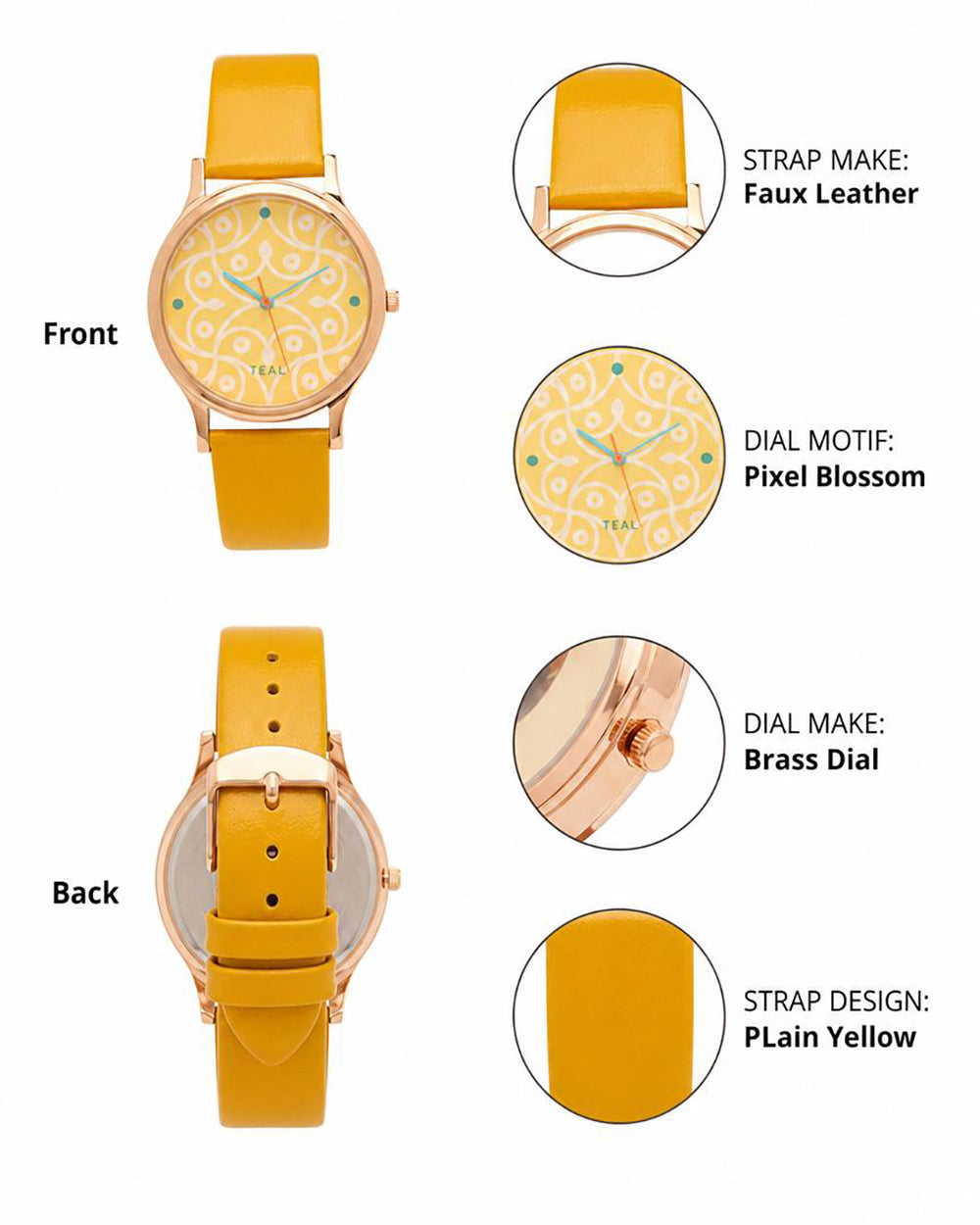 TEAL by Chumbak Pixel Blossom Wrist Watch