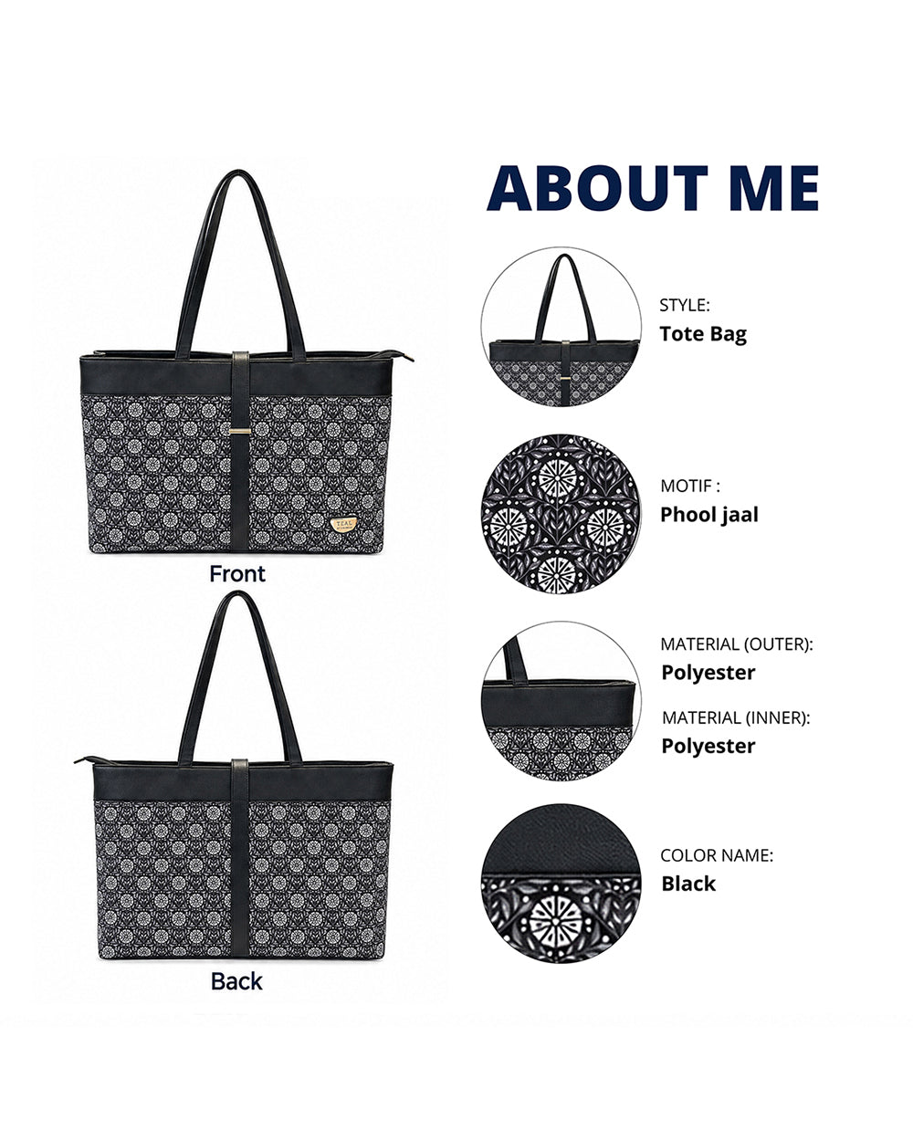 Teal by Chumbak Midnight Phool Jaal Work Tote