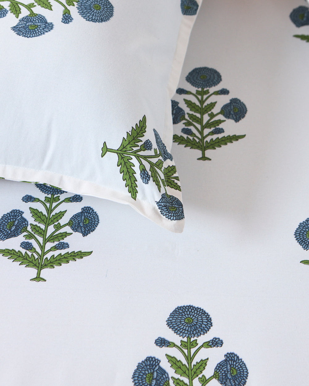 Bloomin’ Boota – Blue Floral Bedsheet Set 180TC