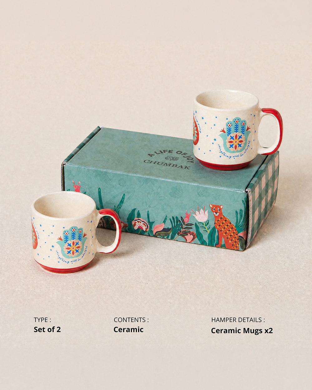 Hamsa Mugs Duo , Gift Set of 2 | Comes in a Gift Box