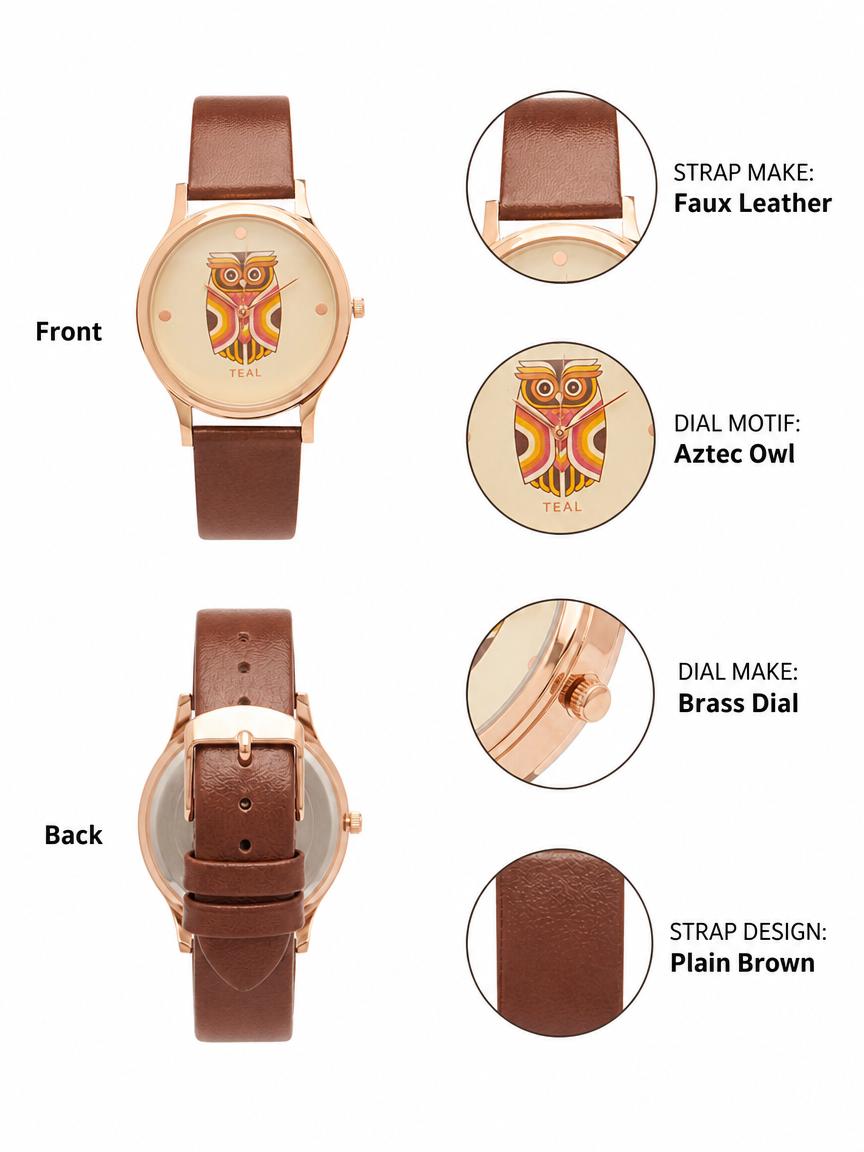 TEAL by Chumbak Aztec Owl Wrist Watch