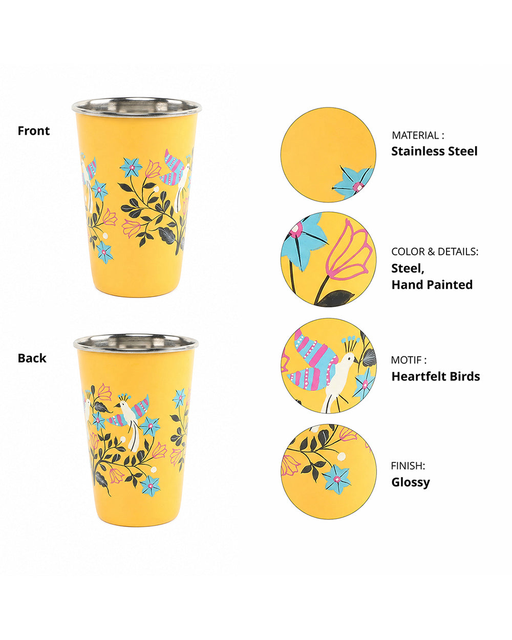 Boho Birds Steel Tumbler - Large