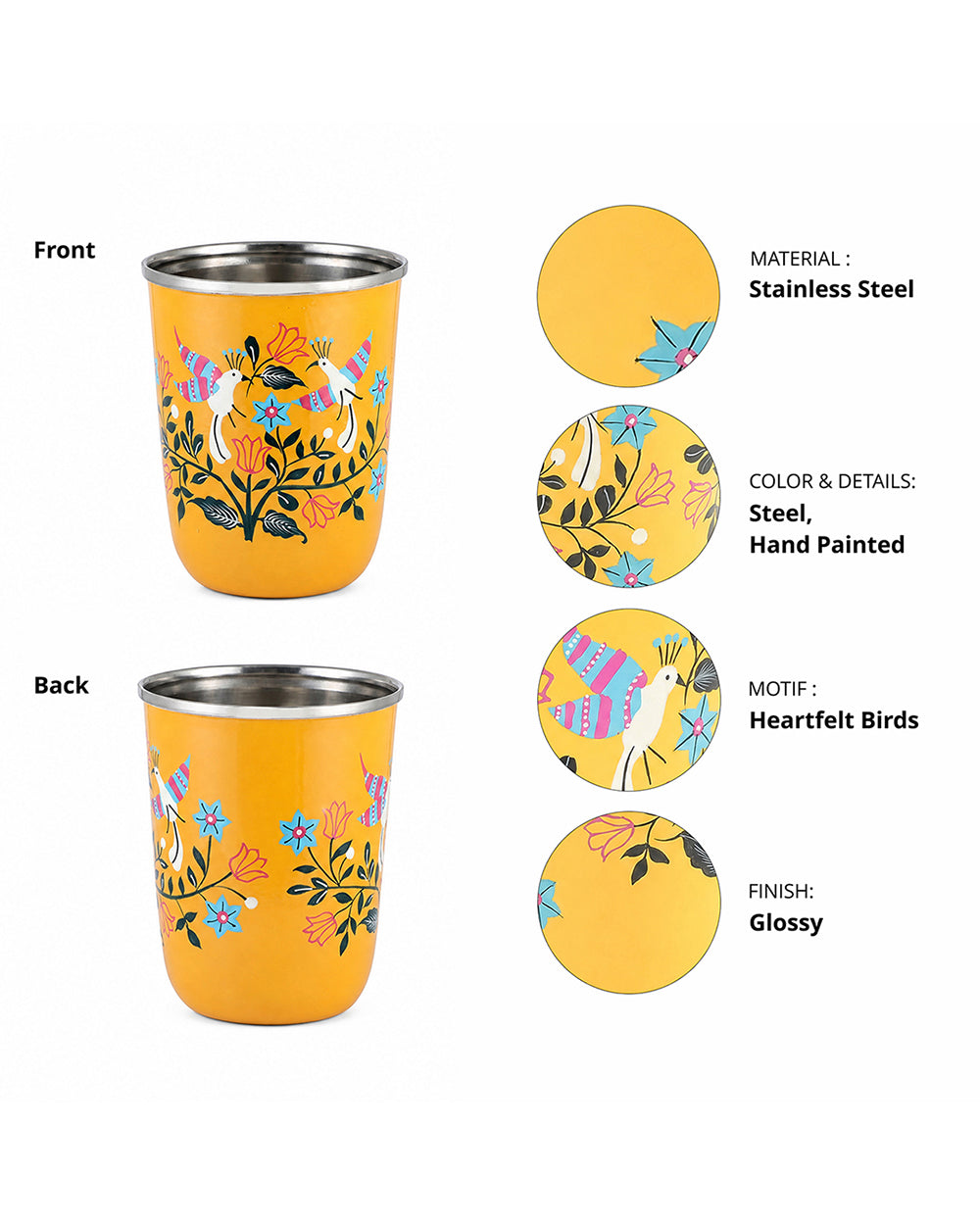 Boho Birds Steel Tumbler - Small