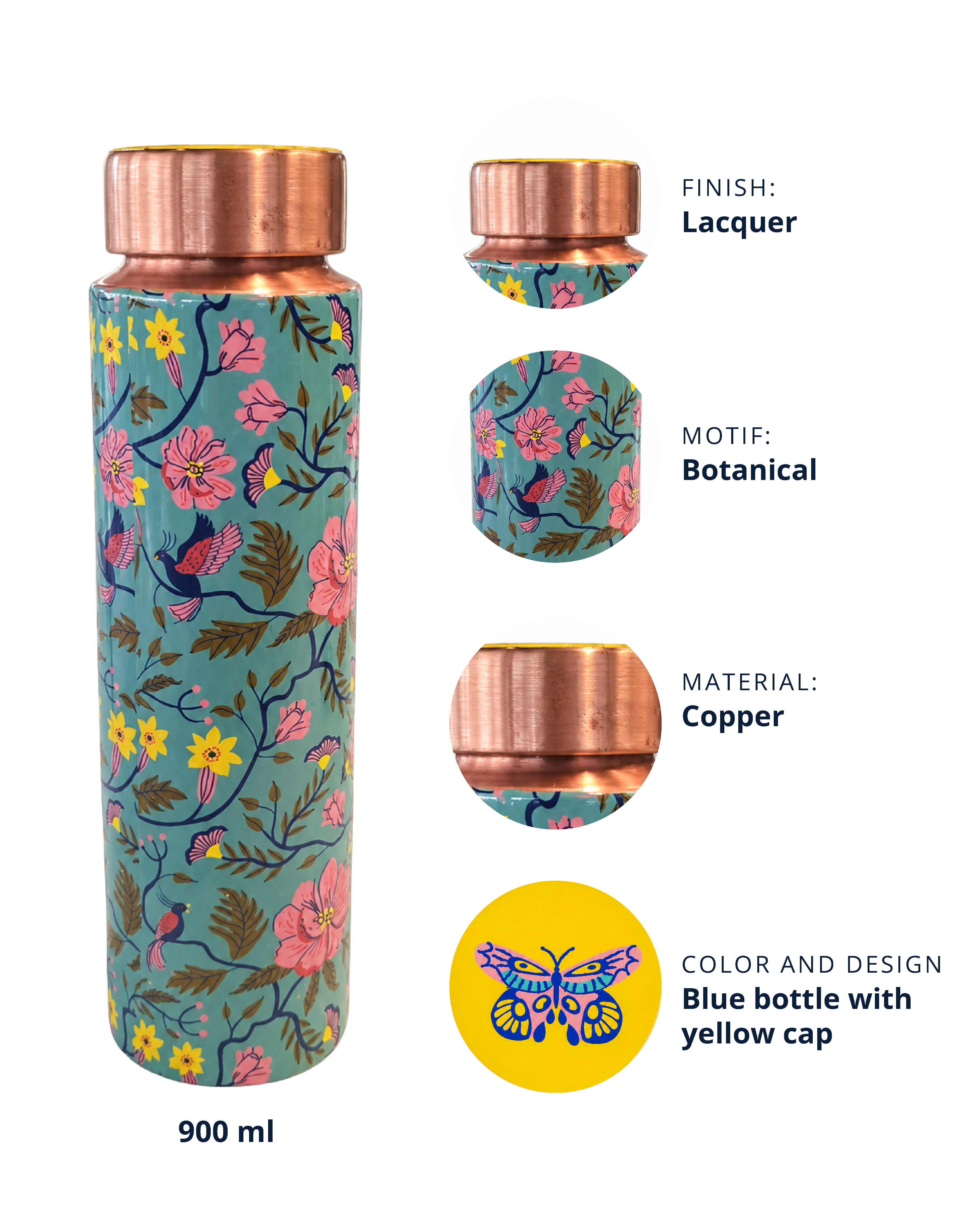 Botanicals Copper Bottle | 900 ml