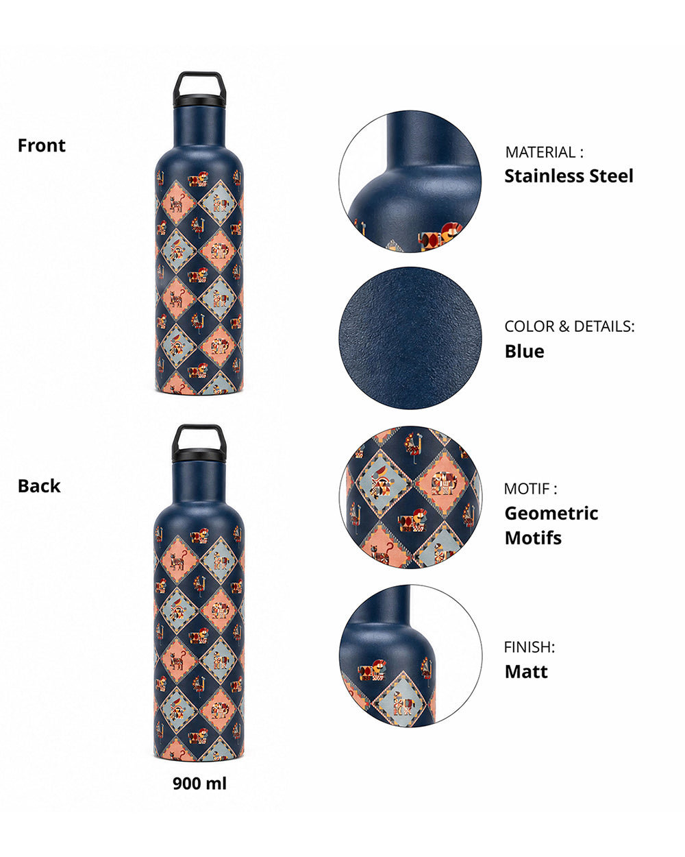 Jungle Jigsaw Insulated Steel Sipper - 900ml | Forest Folklore