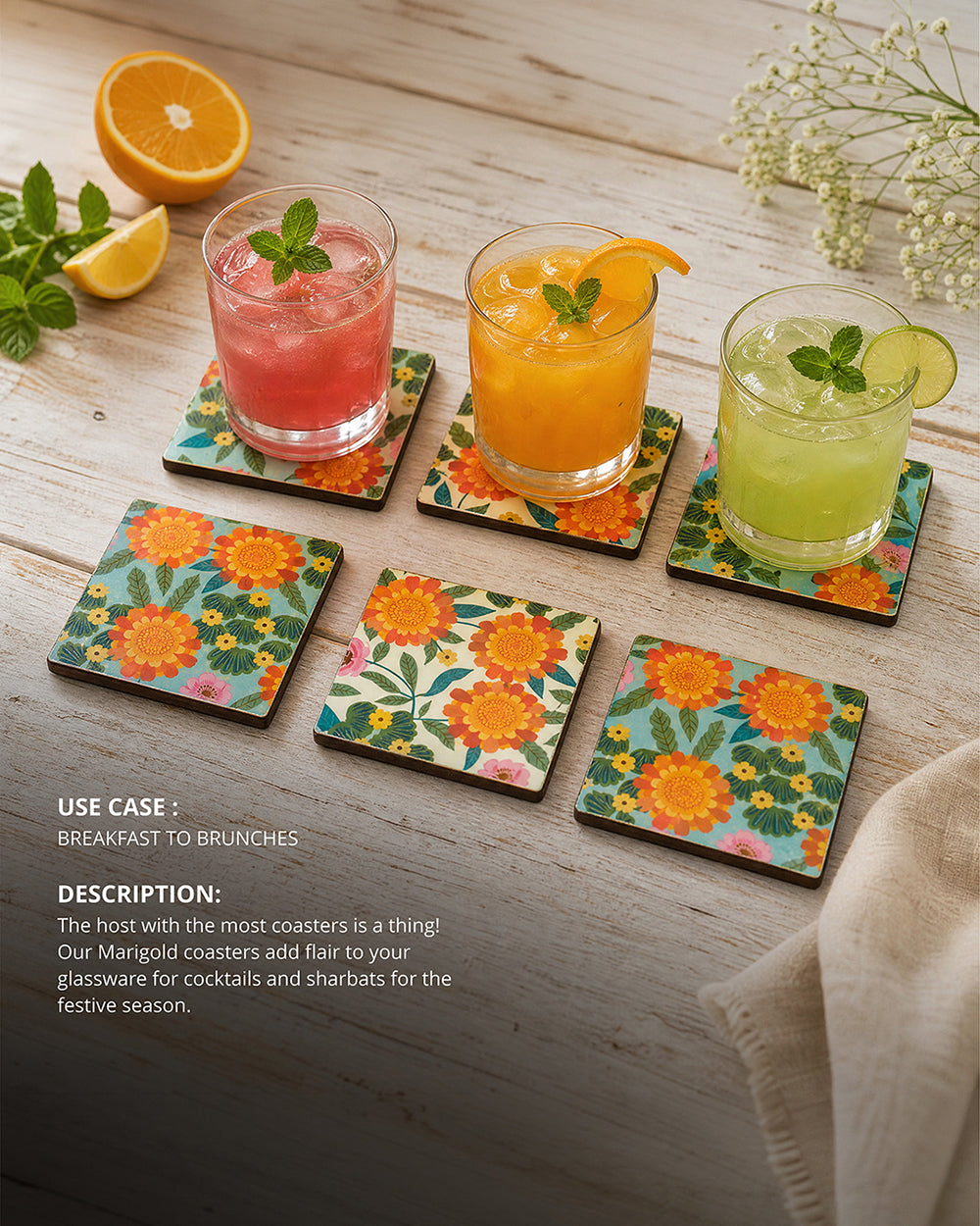 Marigold Coasters  (Set of 6)