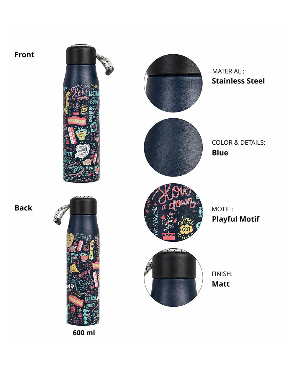 Things Indians Say Insulated Steel Sipper - 600 ml  | Forest Folklore