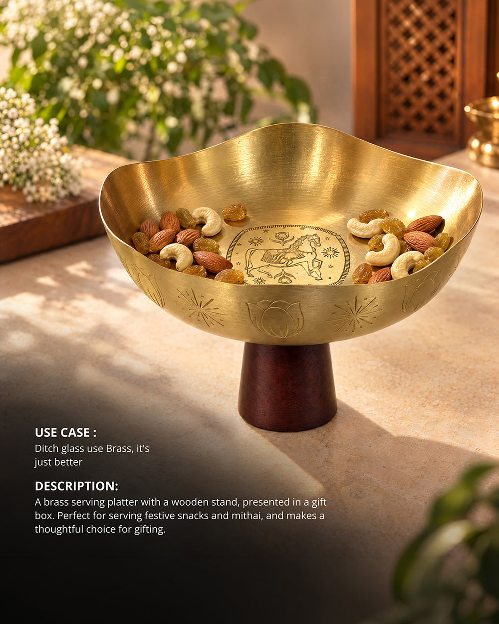 Mehfil Mood Brass Platter | Haveli Socials