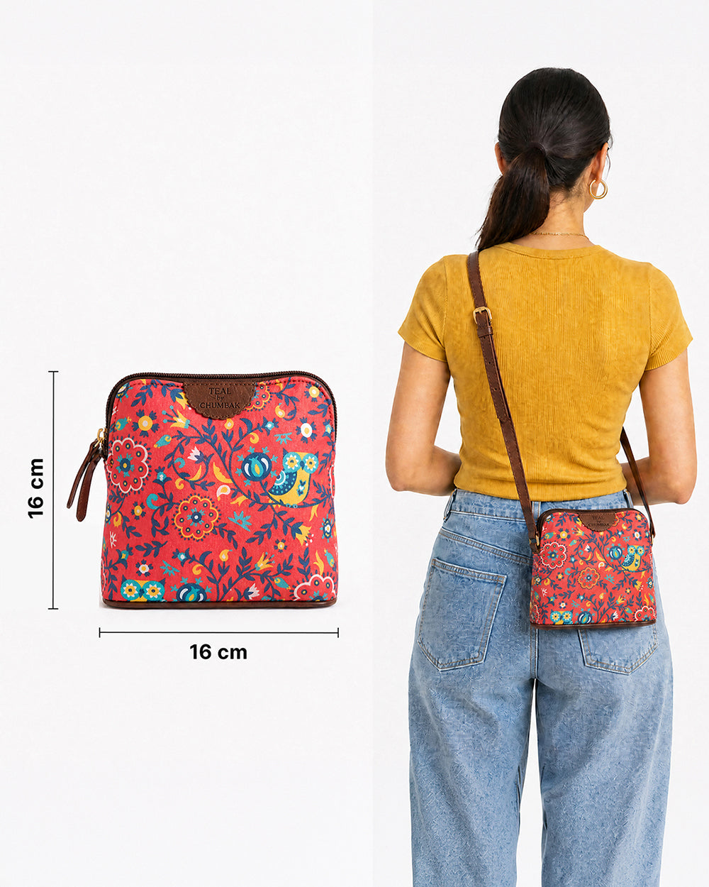 Teal By Chumbak Bukhara Blooms and Boons Sling Bag - Coral