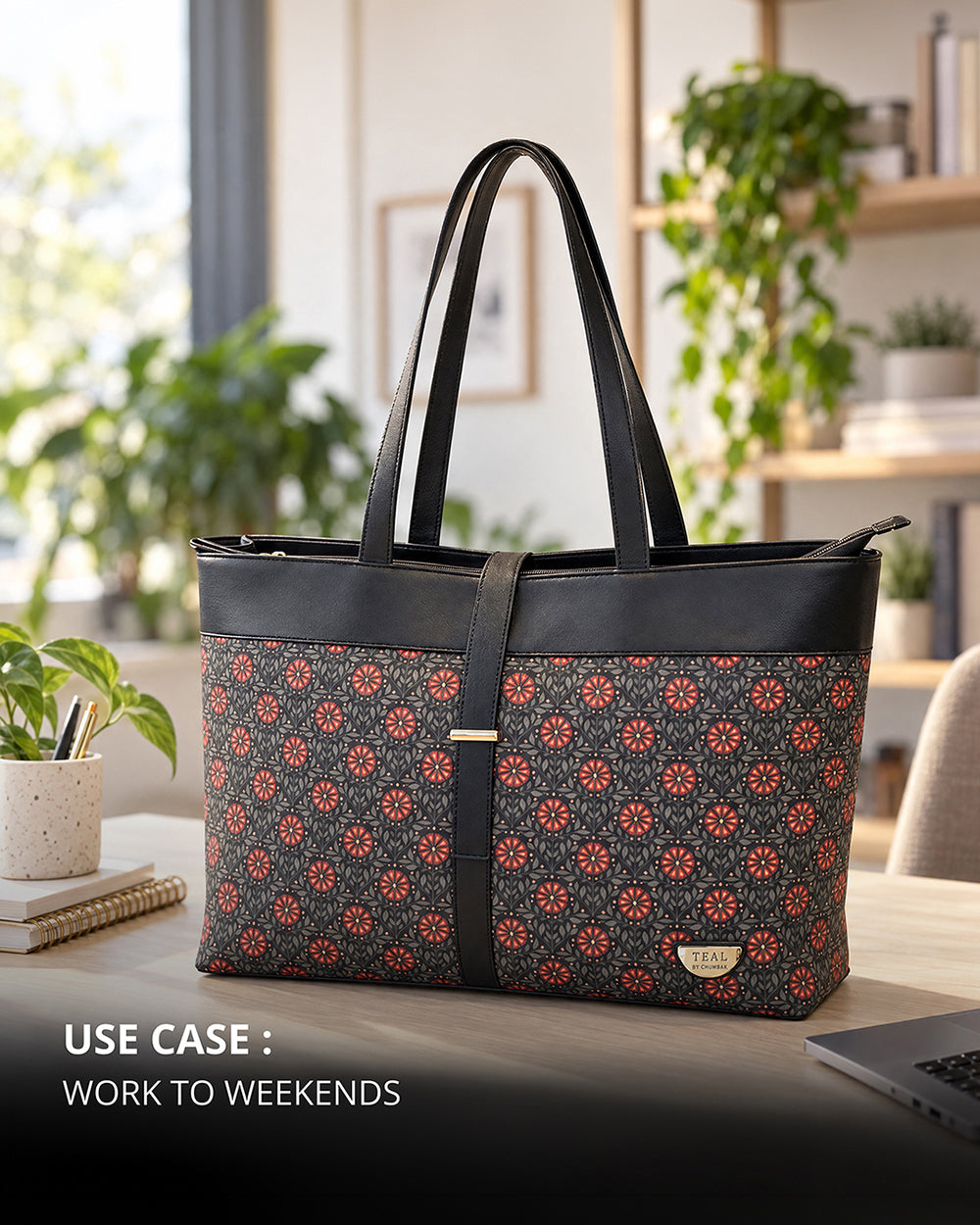 Teal by Chumbak Phool Jaal Work Tote