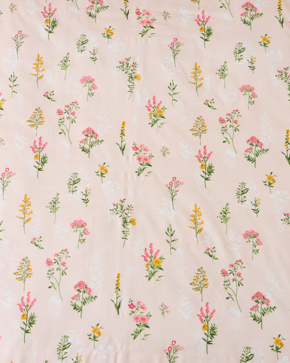 Tiny Bloom, off white -  Queen Size Bedsheet Polycotton