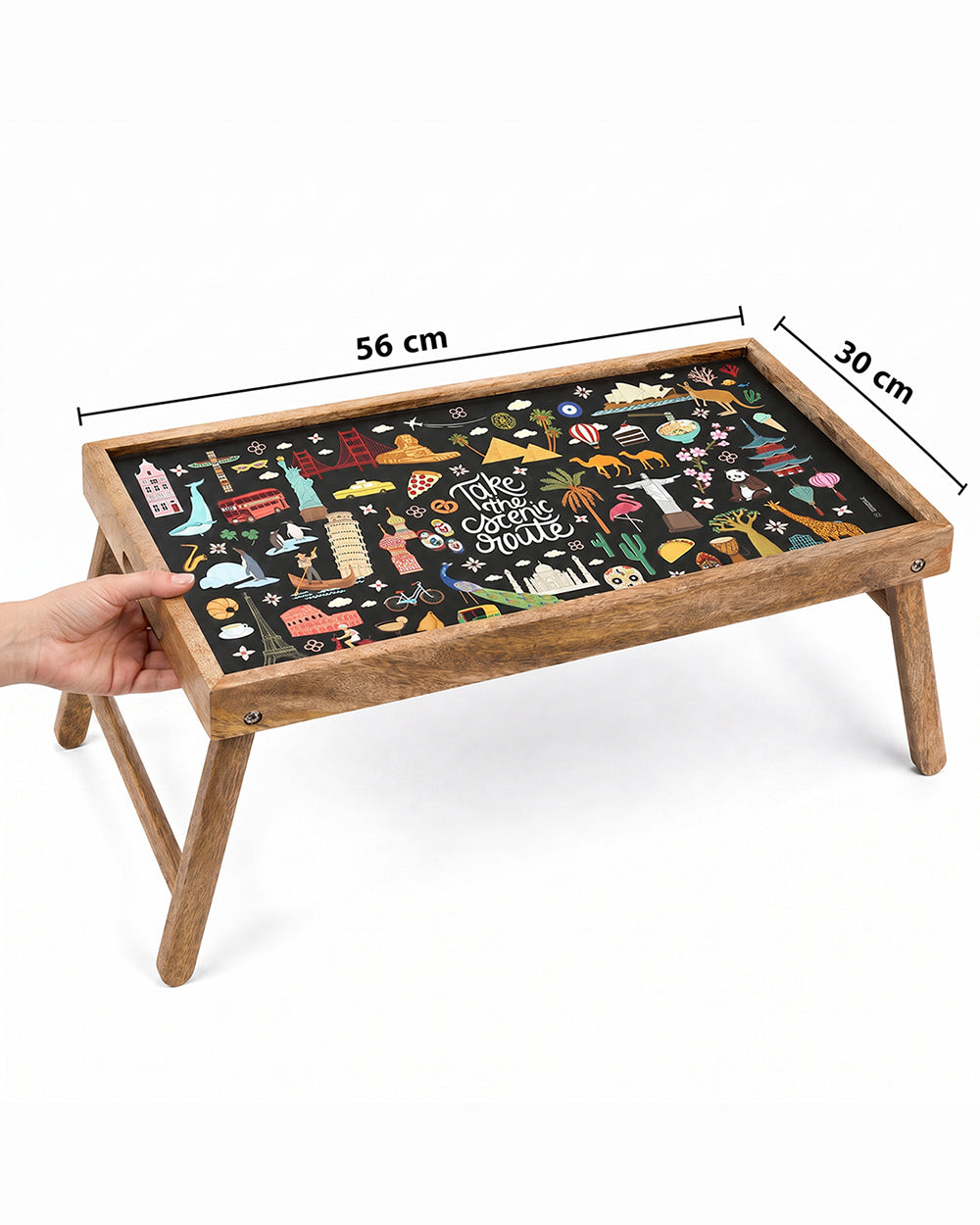 Take the Scenic Route Black Foldable Breakfast Tray