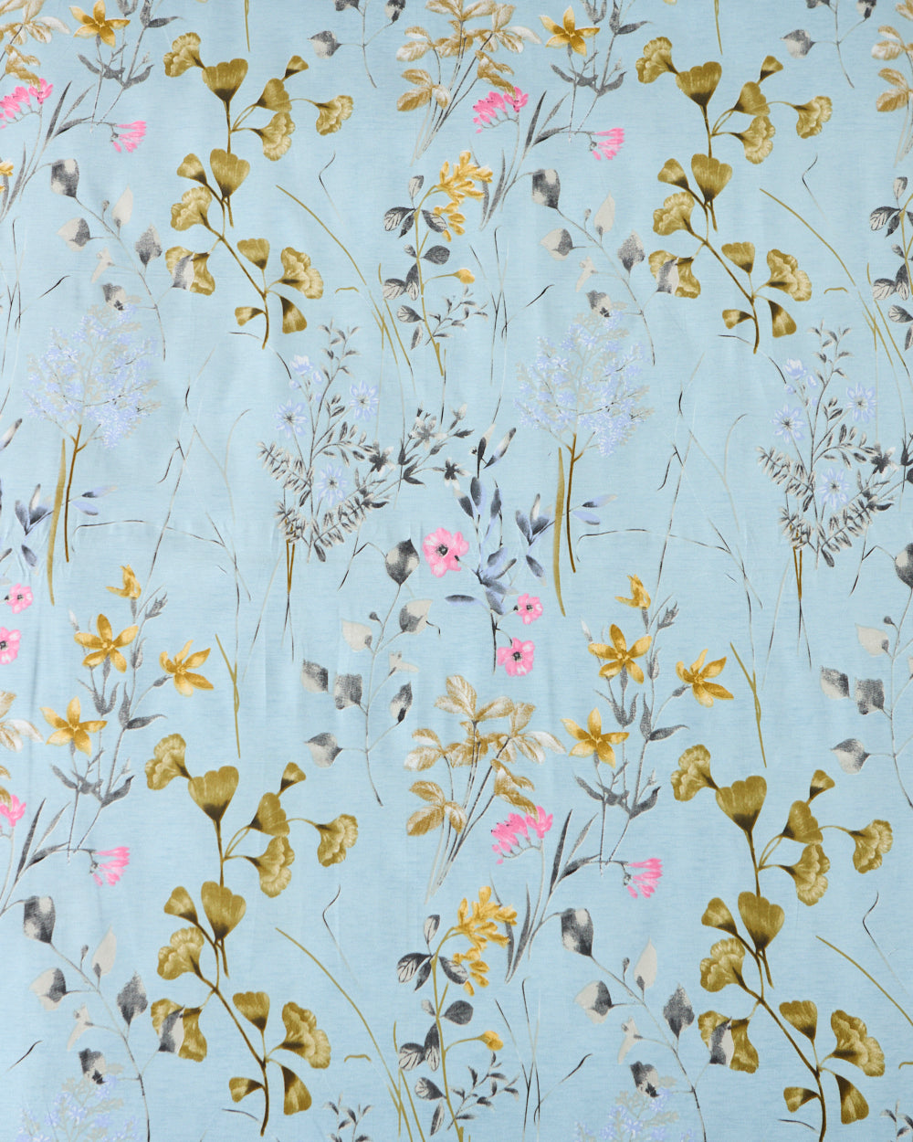 Tiny Bloom, Sky Blue -  Queen Size Bedsheet Polycotton