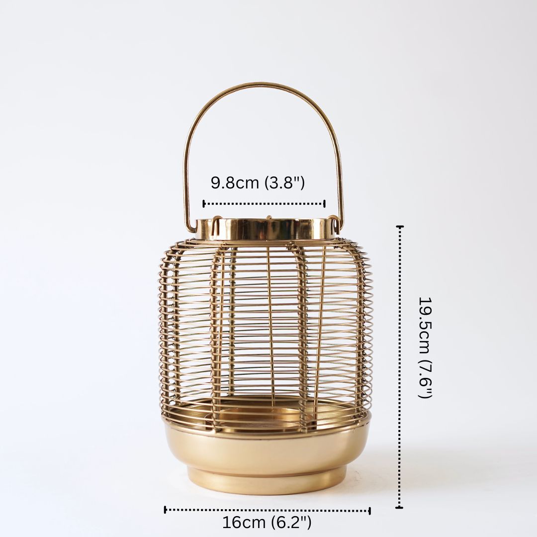 Classic Wire Metal Lantern Gold 7.6"*6.2"